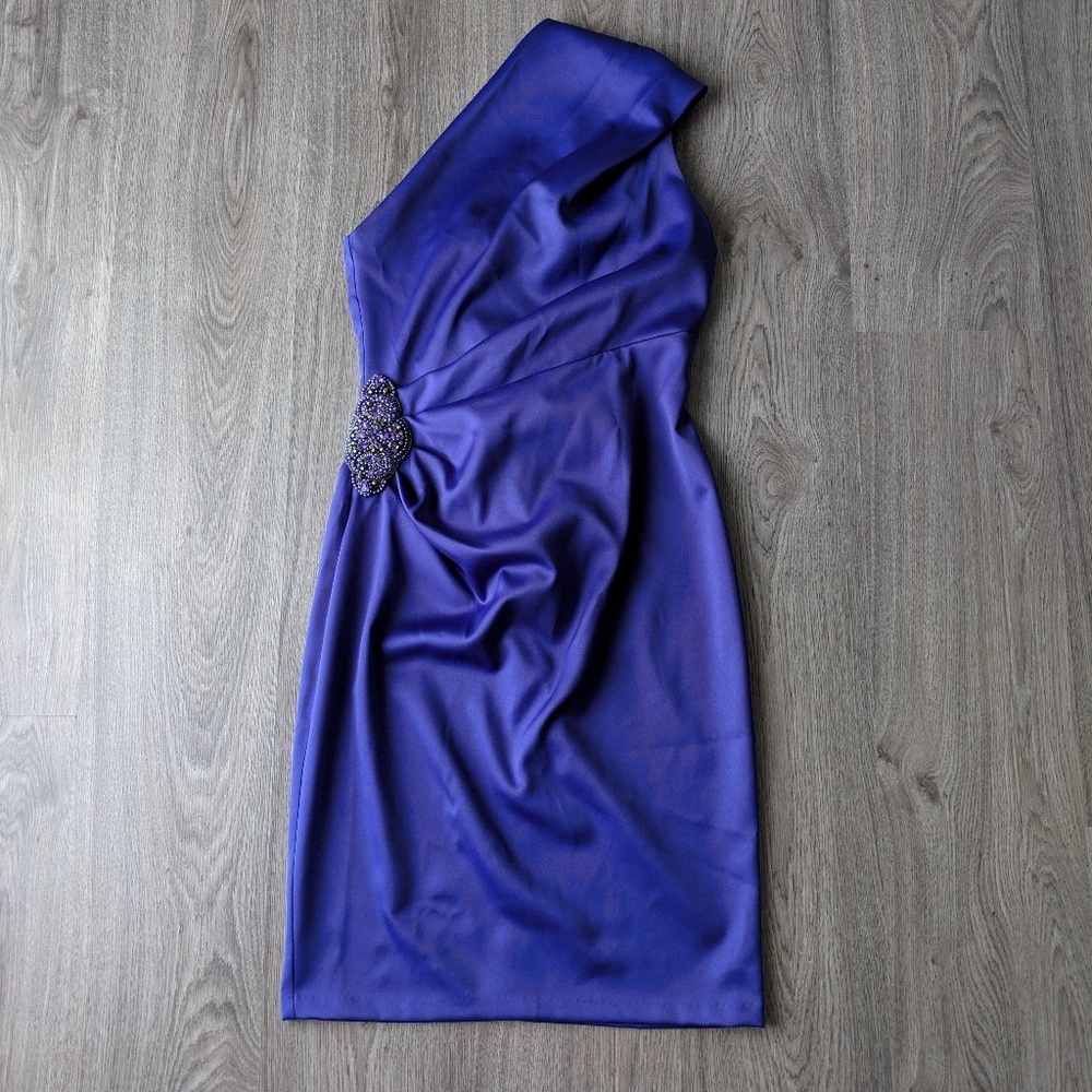 Jessica Howard Purple One Shoulder Formal Dress